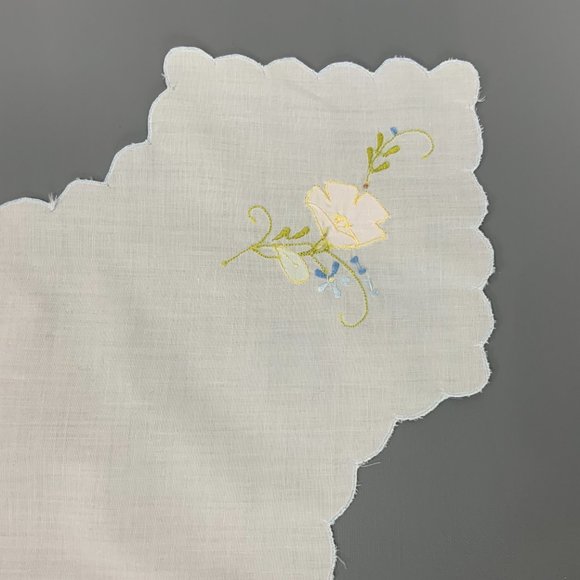 Vintage Bread Busket Napkin Hand Embroidered Flowers - Picture 6 of 16